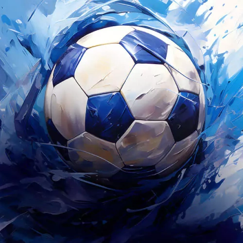 Ballon de football sur un fond bleu peint au pinceau — Allemagne. Bundesliga 2026