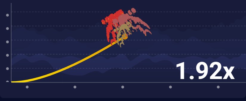 انفجار الطائرة في Crash عند 1.92x