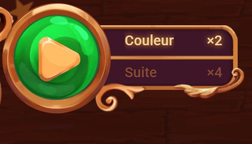 Lucky Card: play button with x2 odds for the colour and x4 for the suit