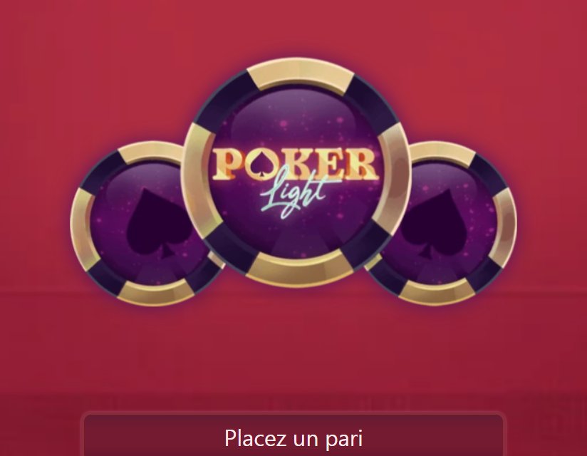 Poker Light: طاولة اللعب مع الشعار على شكل رقائق ودعوة لوضع رهان