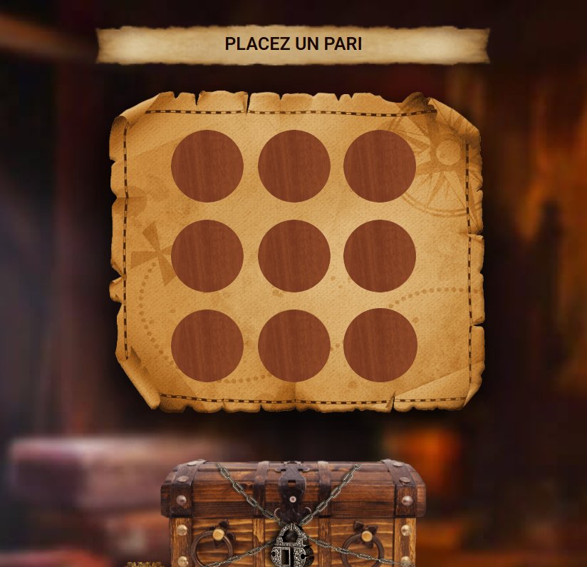 Pirate Chest: خريطة كنز بتسع خانات فارغة والصندوق مقفل بقفل