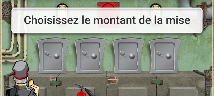 Resident : quatre coffres-forts fermés et l'espion devant le mur, en attente du choix de la mise