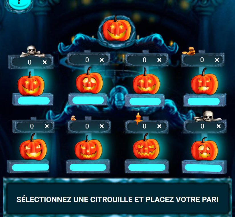 Treasure Fright: eight Halloween pumpkins with their betting slots and the prompt to pick one