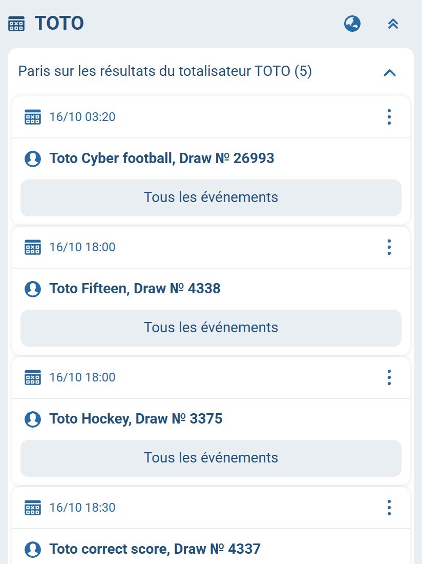 Toto 2026 - numbered Toto draws in the total betting results group