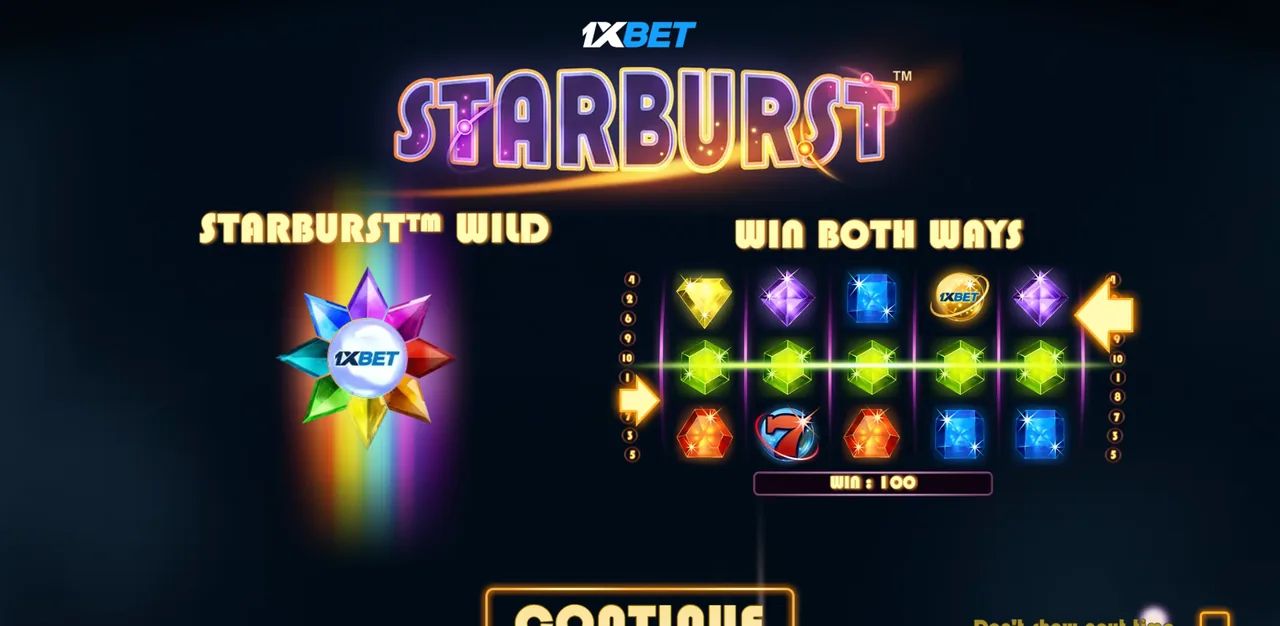 1xbet Starburst™ - game start screen