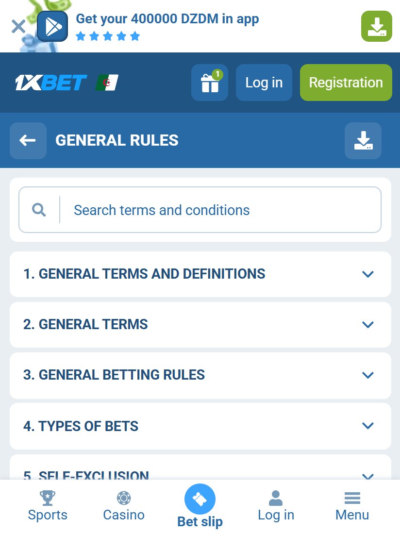 General betting rules of 1xBet in Algeria