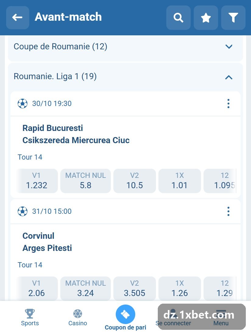 Roumanie. Liga 1 : liste des matchs d'avant-match