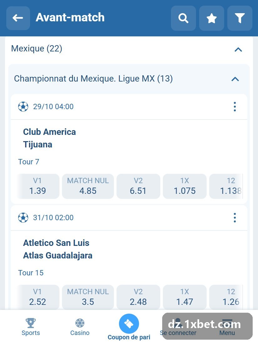Championnat du Mexique. Ligue MX : liste des matchs d'avant-match