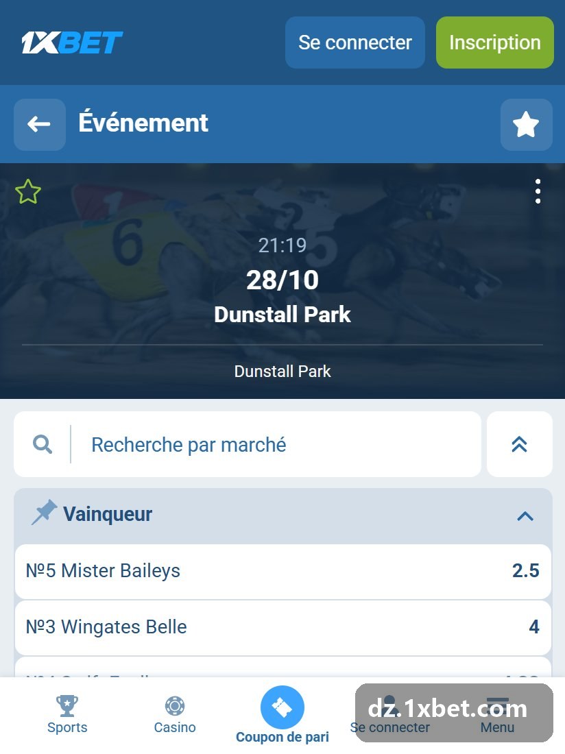 Une course de Q1 Lakeside : bloc Vainqueur avec chaque chien, son numéro et sa cote